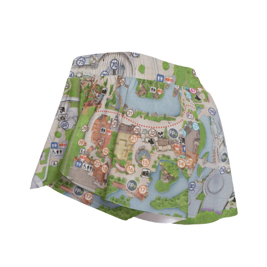 Vibrant Fantasy Park Map - Women's Flowy Pocket Shorts