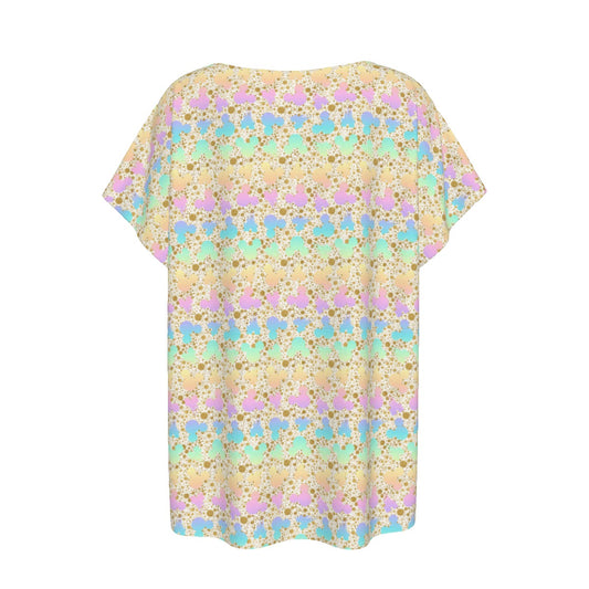 Gold Dot Rainbow Mouse Ears Castle - Women’s Relaxed Fit Scoop Tee