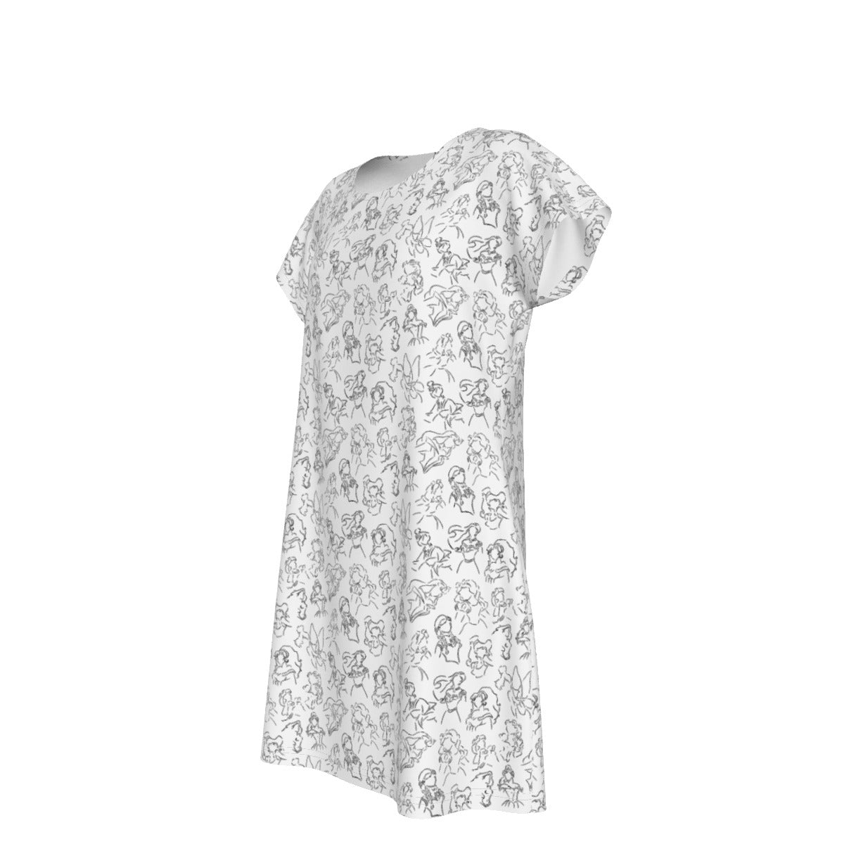 Monochrome Royal Silhouettes - Women's T-Shirt Dress