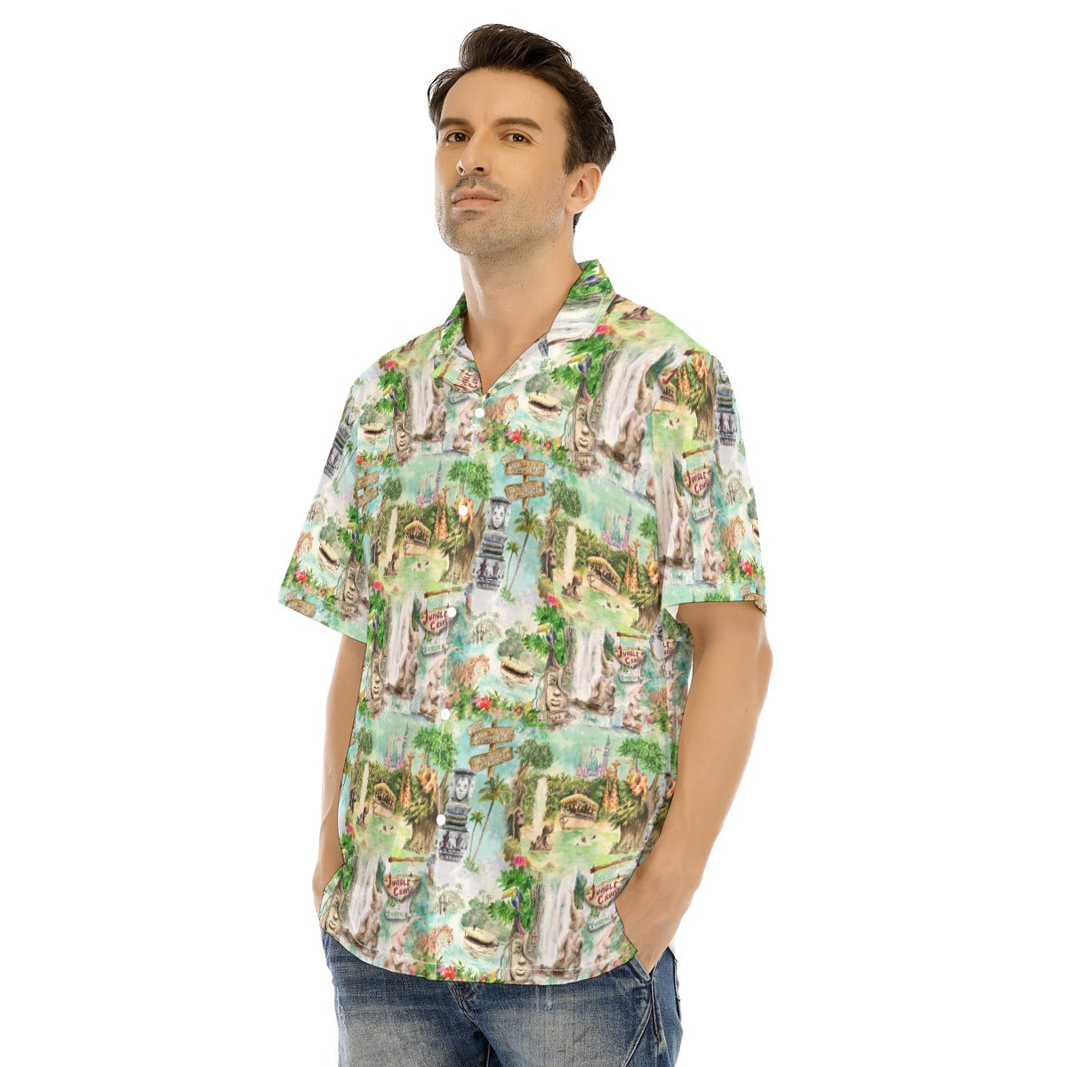 Jungle River Cruise - Men's Hawaiian Button Up Shirt