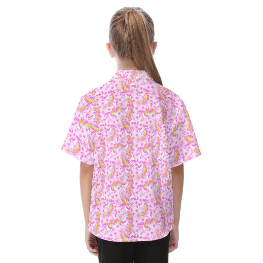 Unicorn Rainbows - Kid's Hawaiian Button Up Shirt