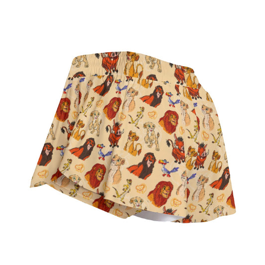 Sketched Savanna Friends - Women's Flowy Pocket Shorts