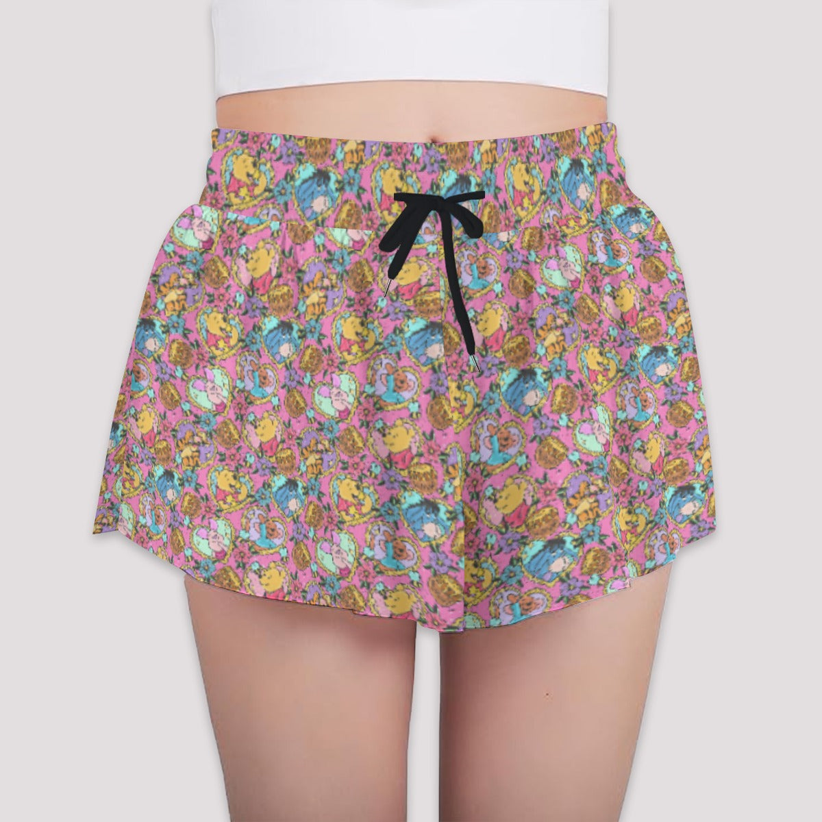 Tattoo Hearts Woodland Friendsends - Girls’ Flowy Pocket Shorts