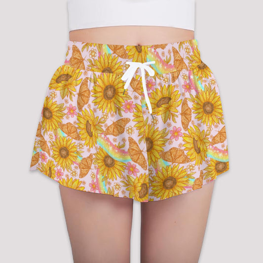 Sunflower Dreams - Girls’ Flowy Pocket Shorts