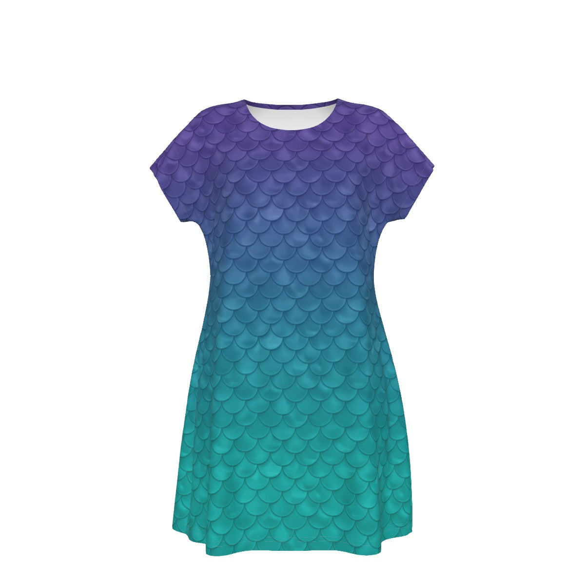 mermaid t shirt dress Pink-Purple Mermaid Pattern T-Shirt Dress / Mer Maid T-Shirt Dress / Mermaiding T-Shirt Dress