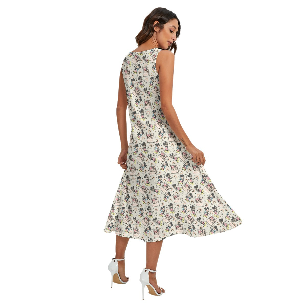 Retro Camera Mouse - Women’s Diagonal Pocket Midi Dress
