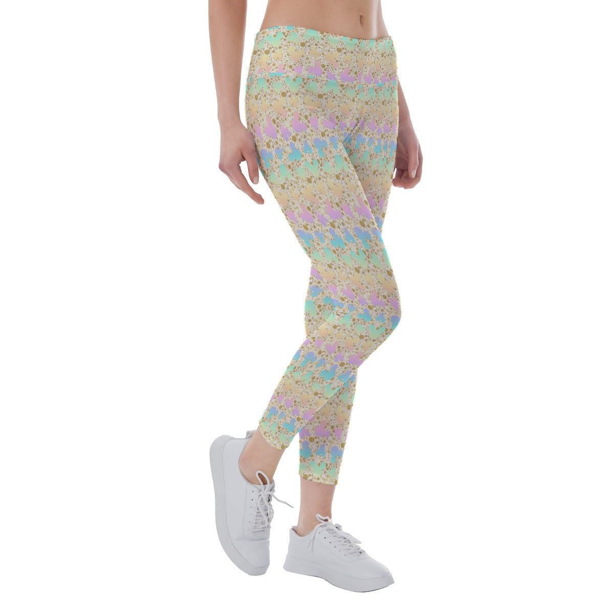 Gold Dot Rainbow Mouse Ears Castle - Women's Yoga Leggings