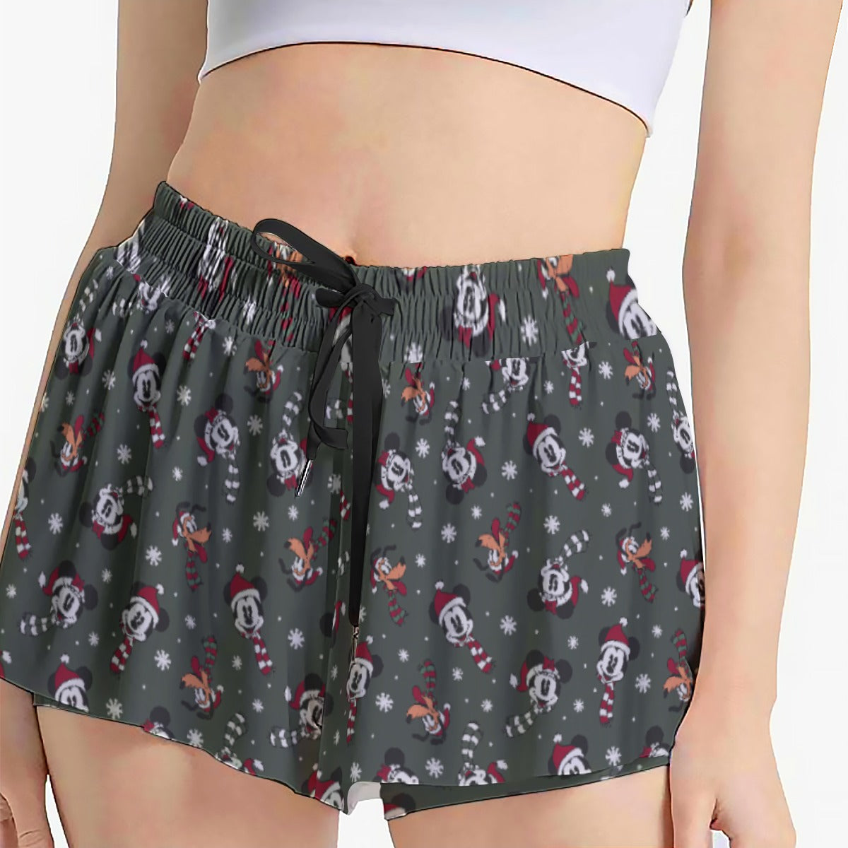 Vintage Holiday Friends - Women's Flowy Pocket Shorts