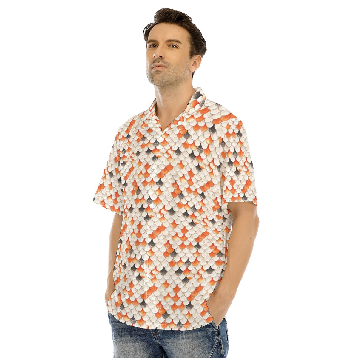 Animal Print - Koi Fish - Men's Hawaiian Button Up Shirt