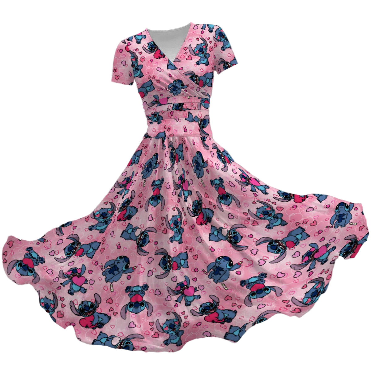 Valentine’s Mischief - Women's V-Neck Ruched Midi Dress
