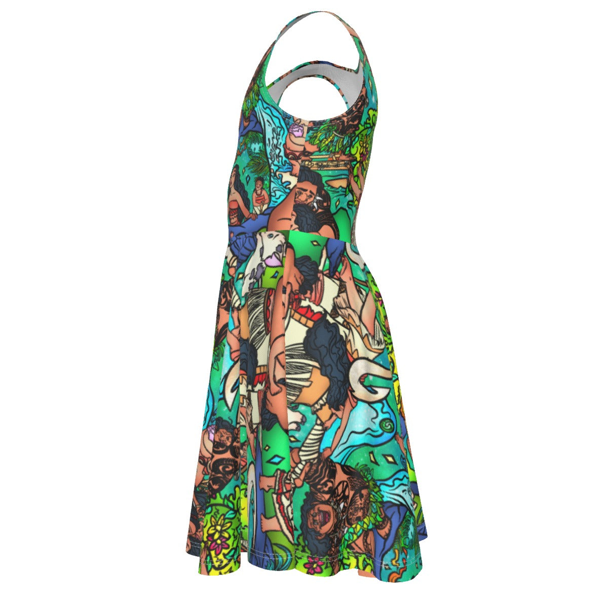 Ocean Voyager Storybook Scenes - Kid's Sleeveless Skater Dress