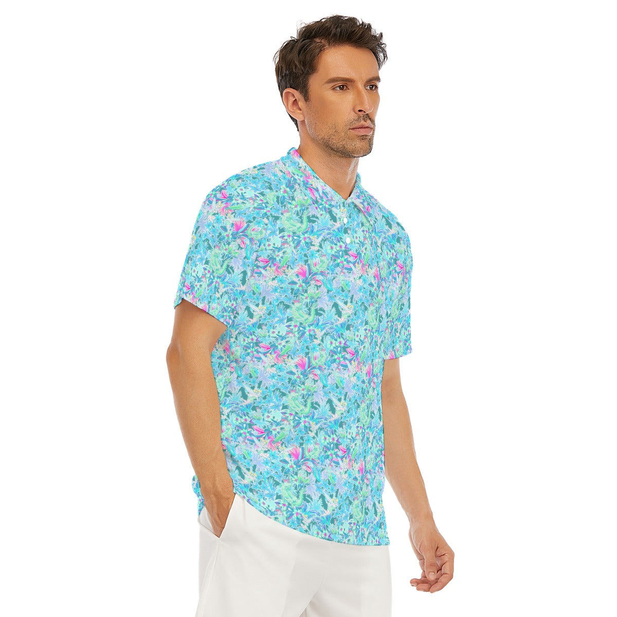 Bright Floral Flight - Neverland Adventure - Men's Polo Shirt