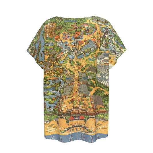 Vintage Theme Park Map- Women’s Relaxed Fit Scoop Tee