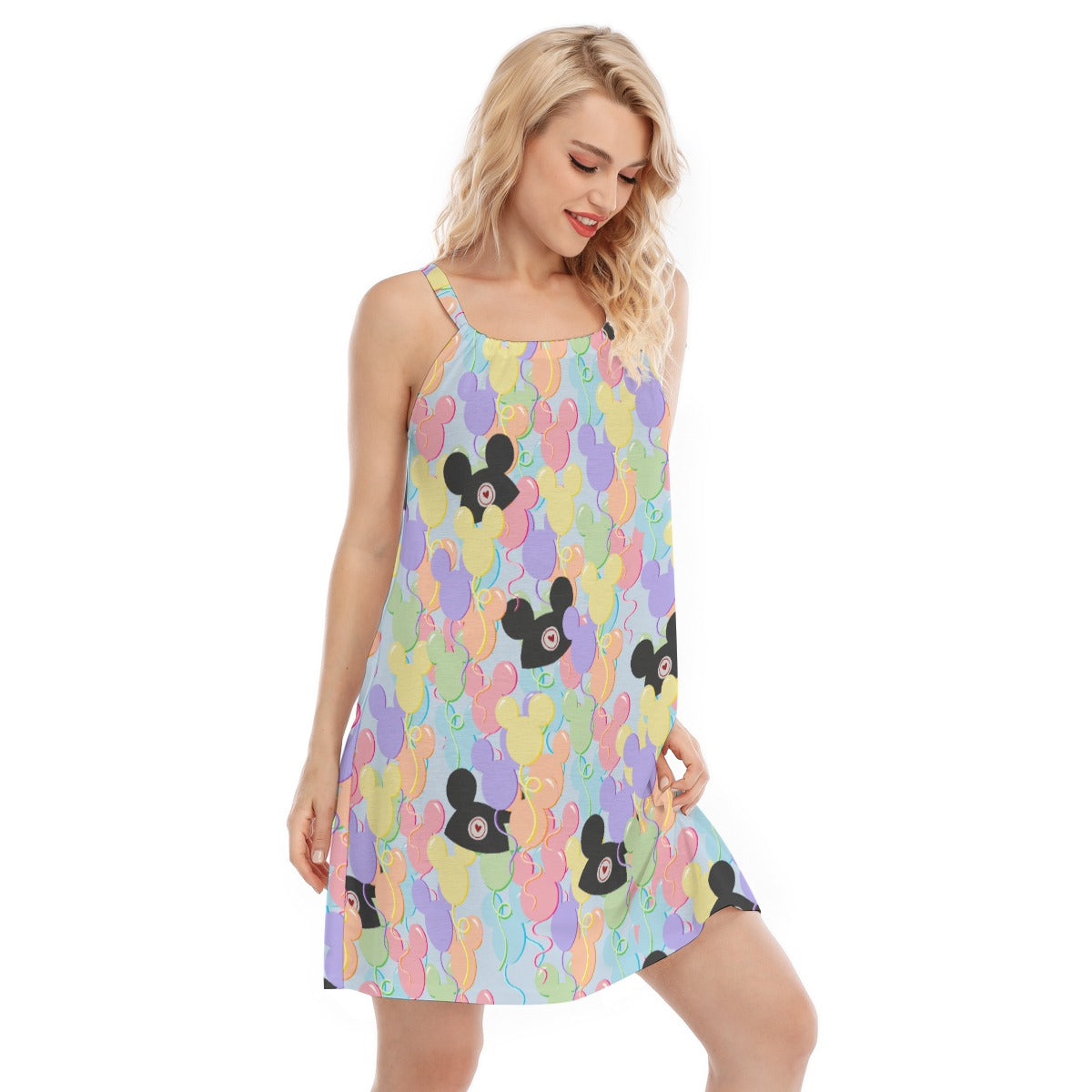 Pastel Mouse Ear Balloons - Women’s Adjustable Sundress