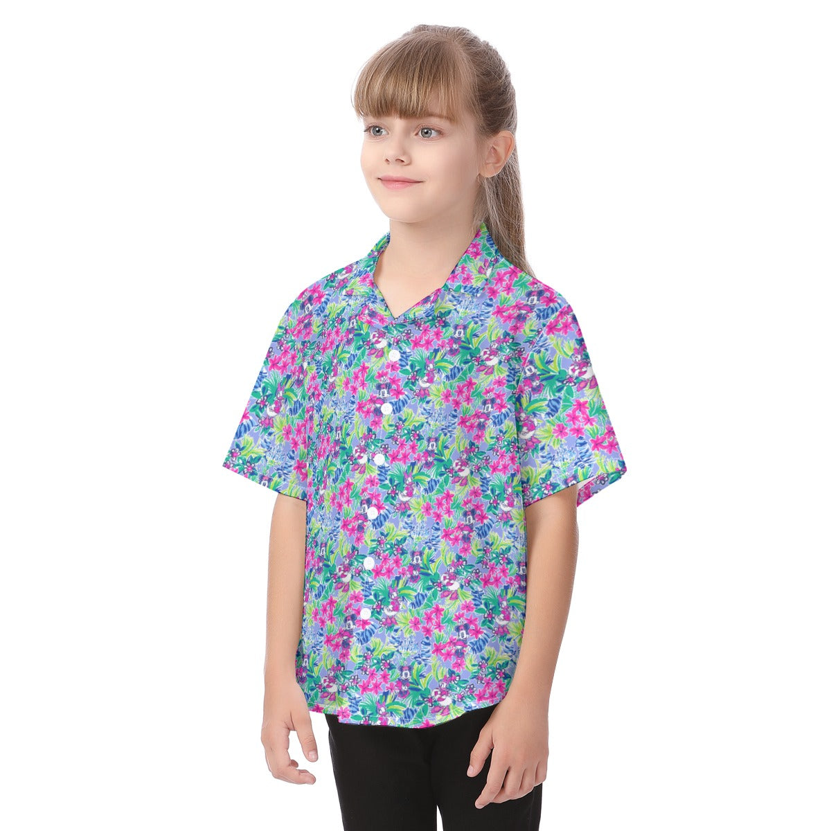 Bright Tropical Bliss - Island Mouse Duo - Kid's Hawaiian Button Up Shirt