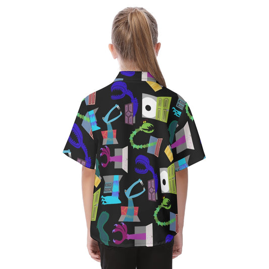 Monsters in Closets - Kid's Hawaiian Button Up Shirt