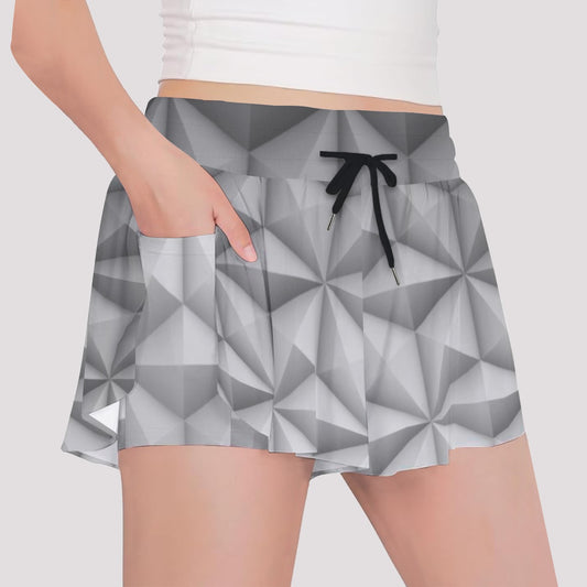 Geometric Silver Sphere - Girls’ Flowy Pocket Shorts