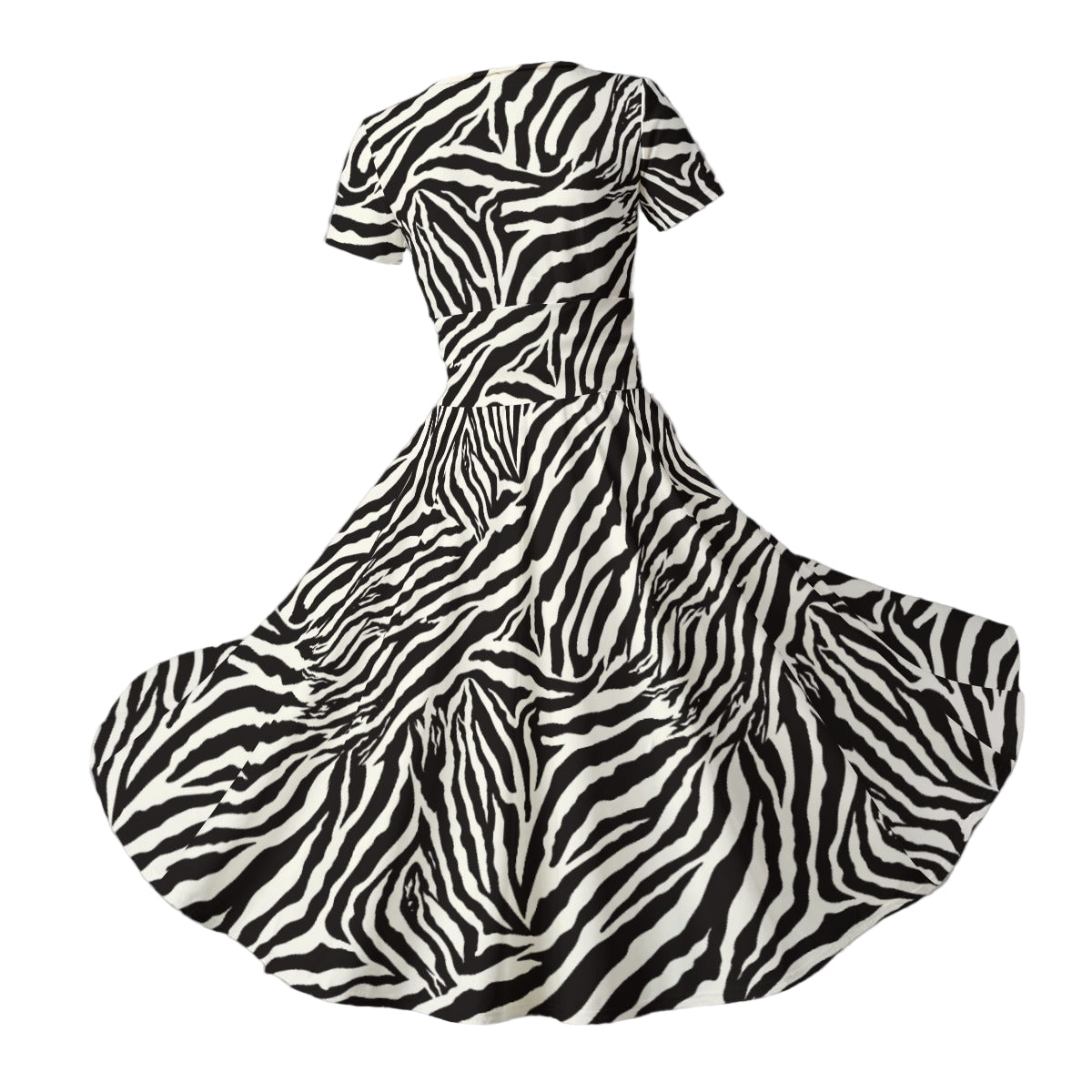 Animal Print - Zebra - Women's V-Neck Ruched Midi Dress