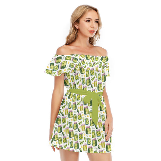 Perfect Pickle Jars - Women's Off-shoulder Ruffle Dress