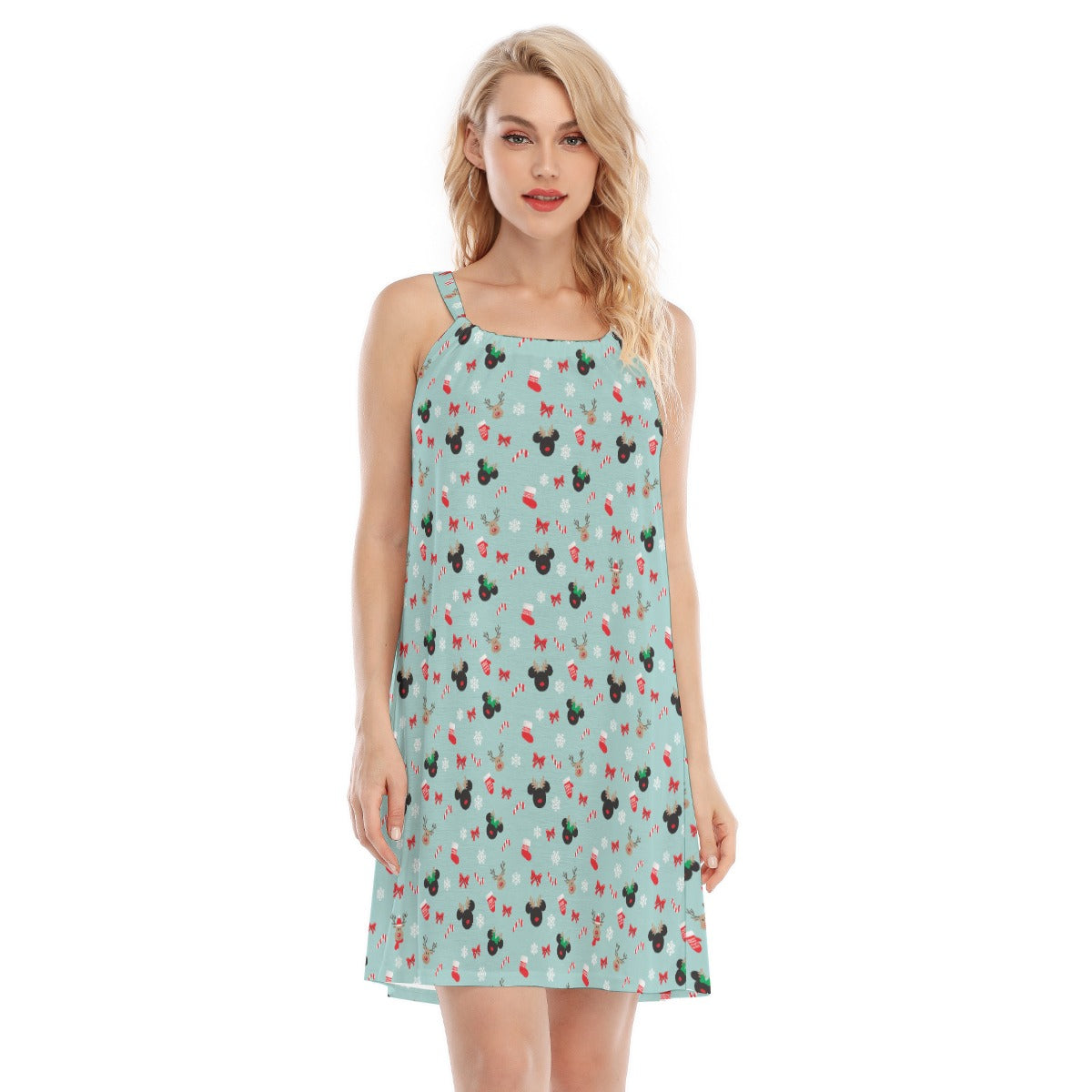 Festive Reindeer Mouse Holiday - Women’s Adjustable Sundress