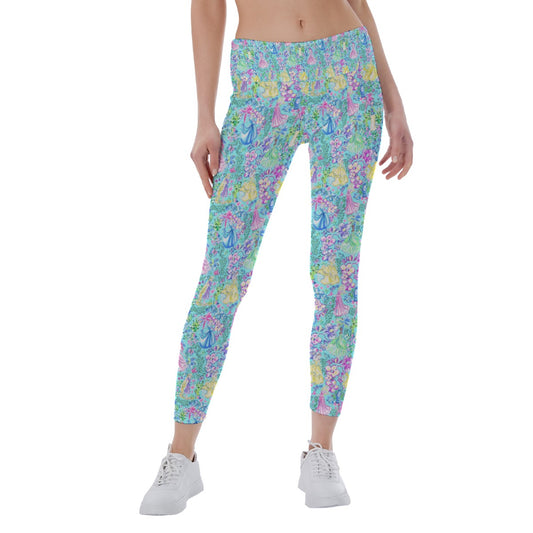 Bright Tropical Princess - Royal Garden Mashup - Women's Yoga Leggings