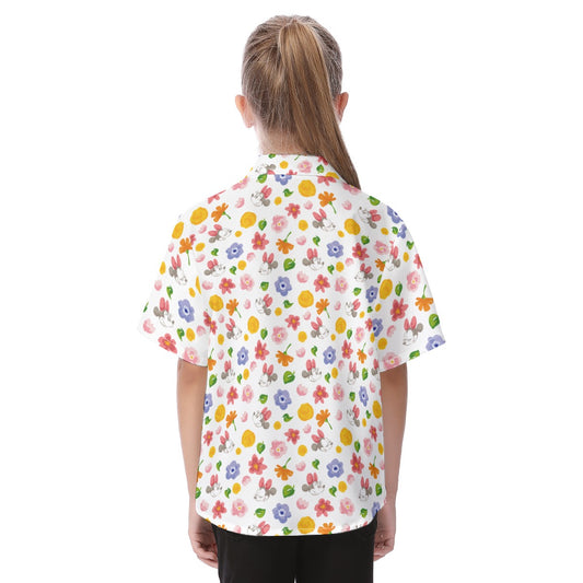 Floral Friends Springtimennie - Kid's Hawaiian Button Up Shirt