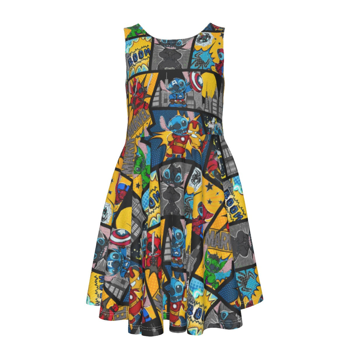 Superhero Stitch - Comic Action - Kid's Sleeveless Skater Dress