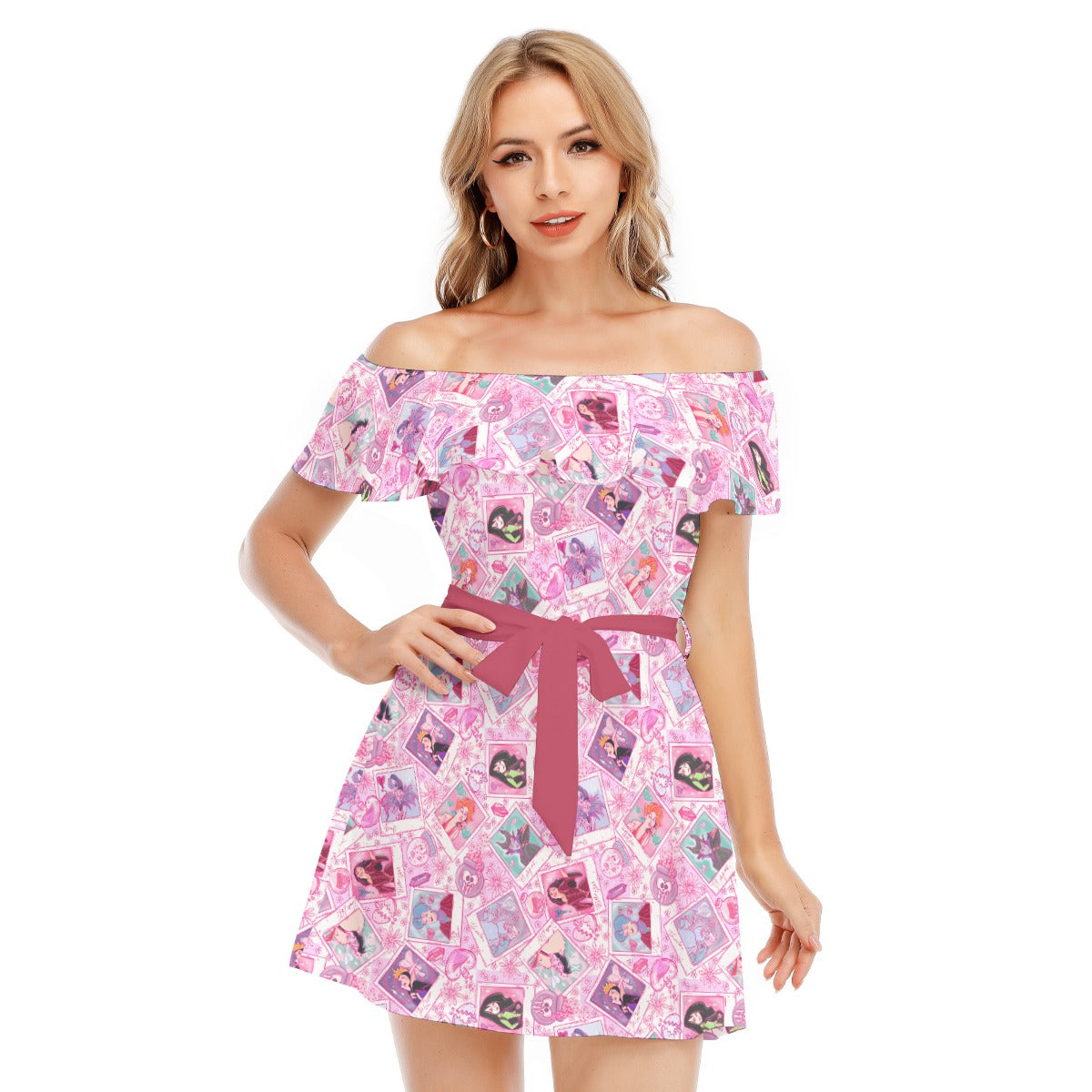 Poisoned Heart Villaintine - Women's Off-shoulder Ruffle Dress