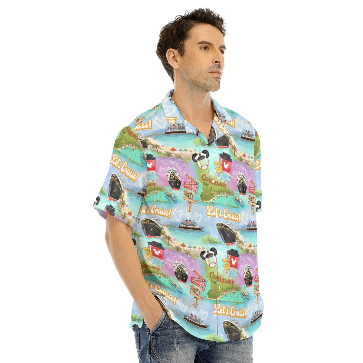 Tropical Castaway Island - Men's Hawaiian Button Up Shirt