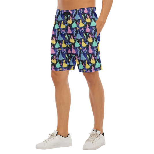 Princess Glitter Silhouettes - Men’s Pocket Beach Shorts