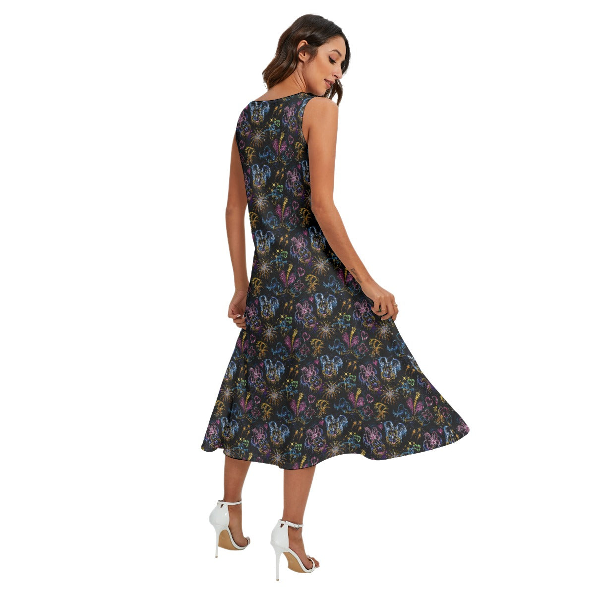 Mouse Friends’ Love in the Sky - Women’s Diagonal Pocket Midi Dress