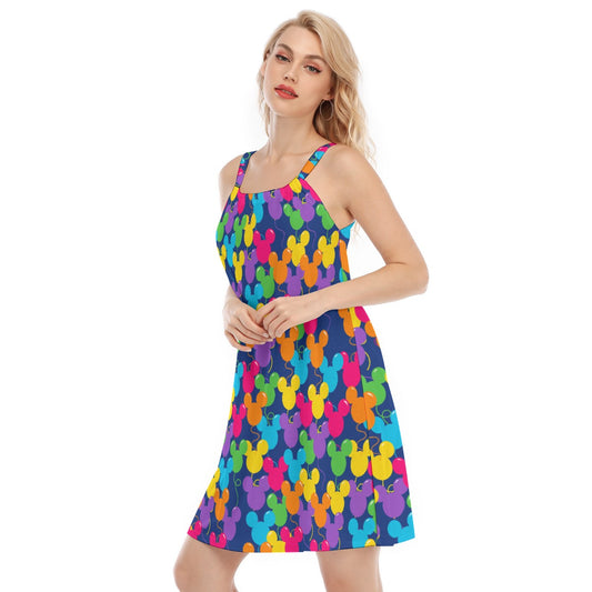 Bright Mouse Ear Balloons - Women’s Adjustable Sundress