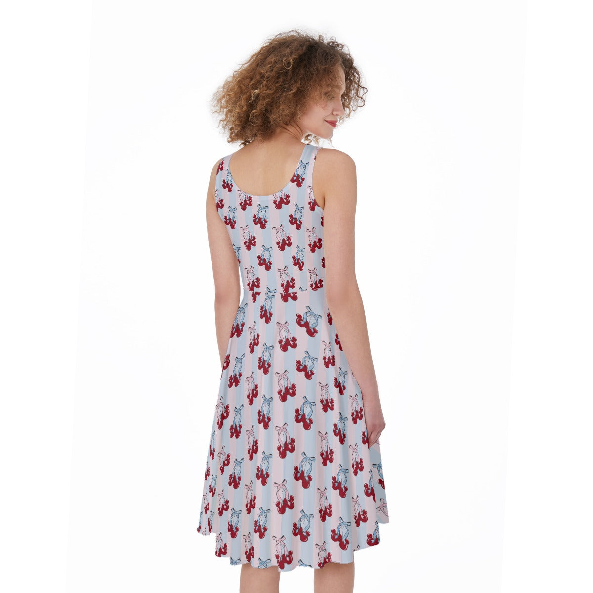Cherry Ear Bows - Pocket Midi Skater Dress