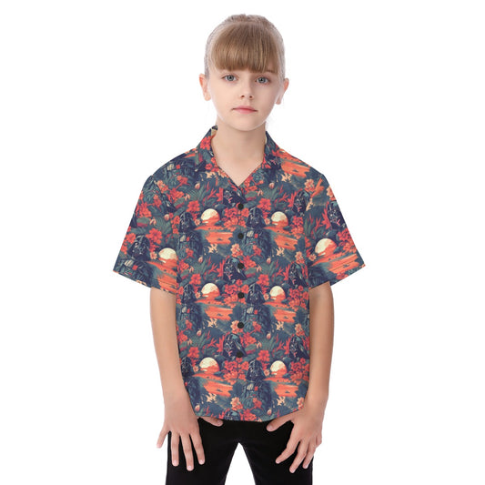 Tropical Dark Side Escape - Kid's Hawaiian Button Up Shirt
