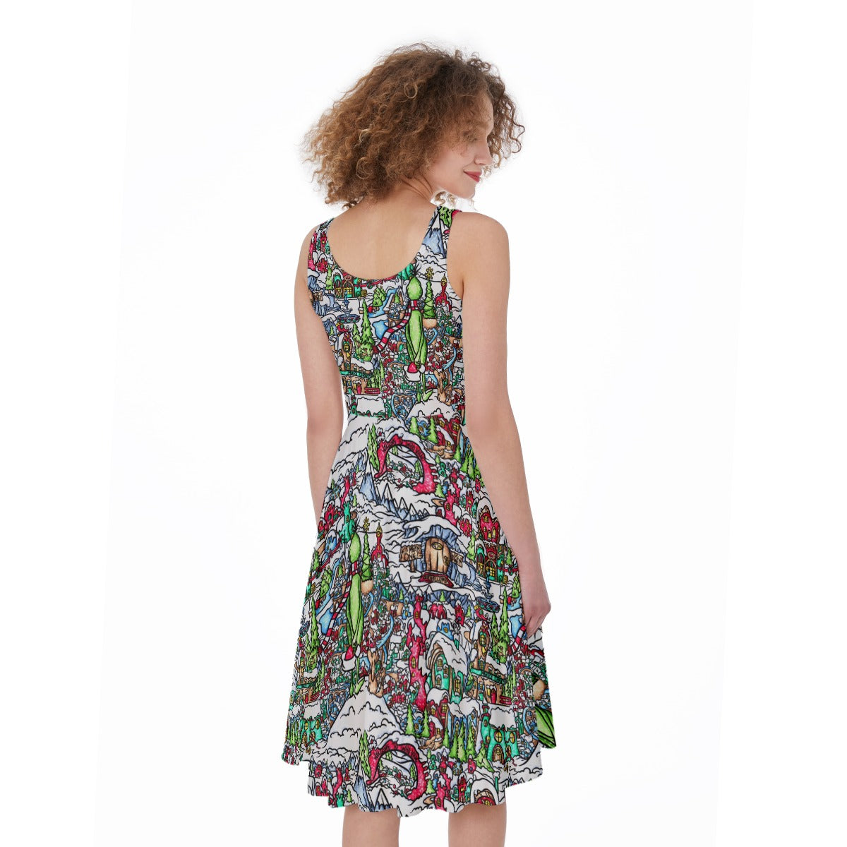 Whimsical Village Winter Wonderland - Pocket Midi Skater Dress