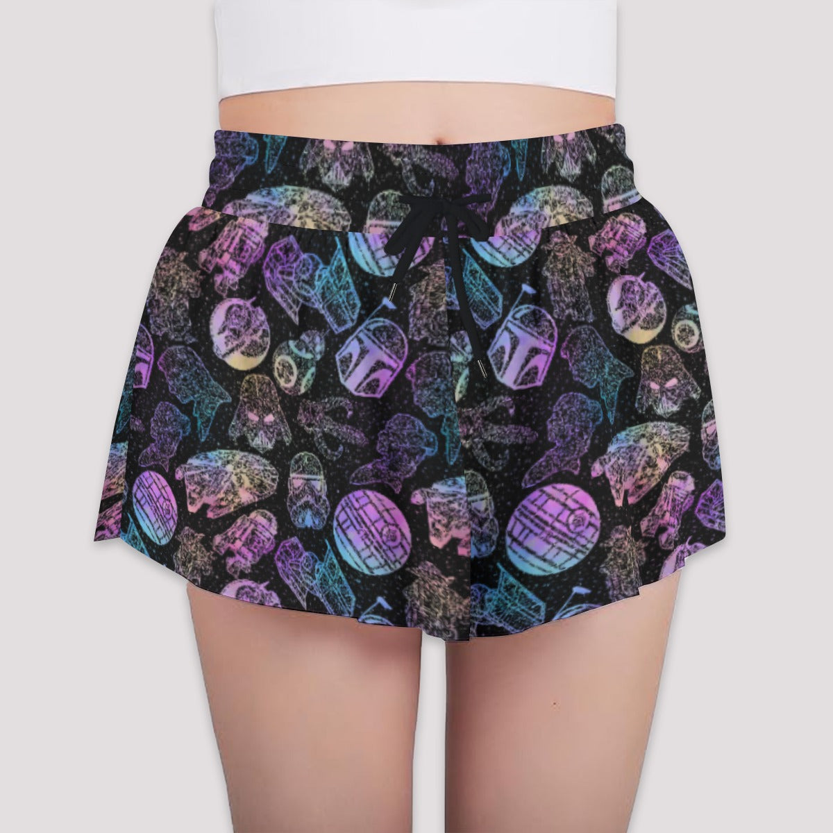 Watercolor Galactic Mandalas - Girls’ Flowy Pocket Shorts