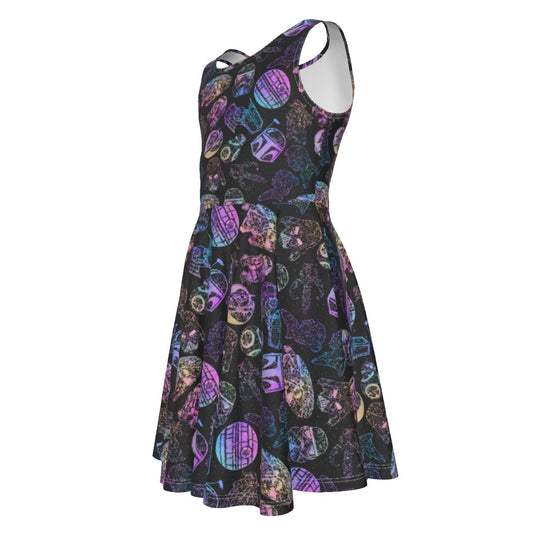 Watercolor Galactic Mandalas - Kid's Sleeveless Skater Dress