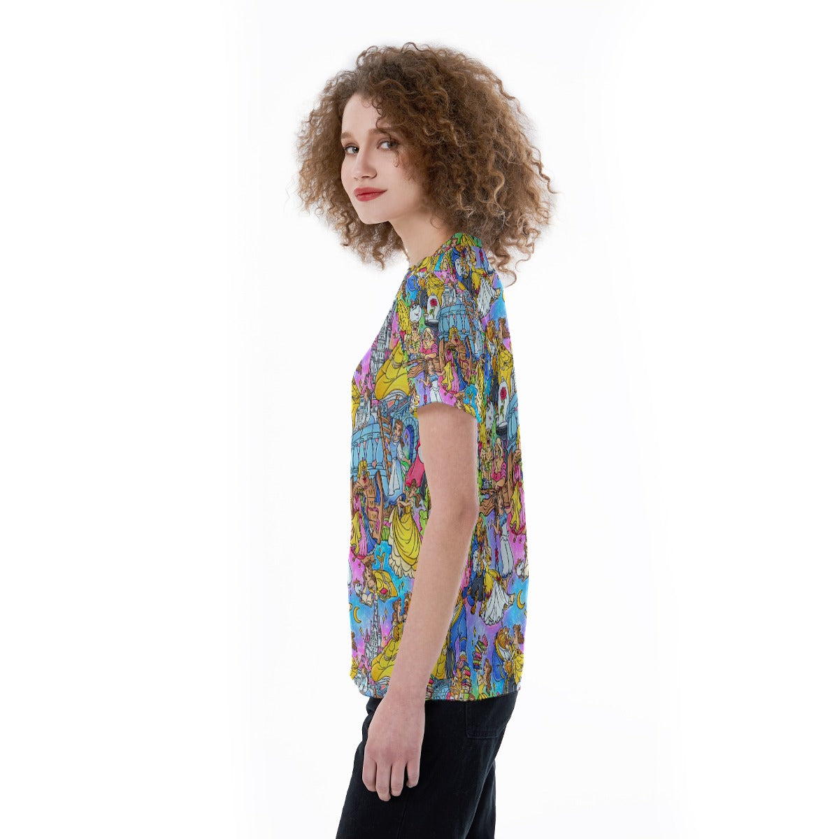Enchanted Tale Storybook Scenes - Women's Short Sleeve V-Neck T-Shirt