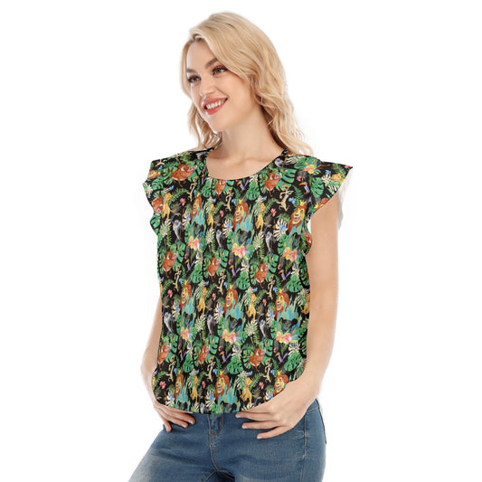 Watercolor Jungle Pride - Women’s Flutter Sleeve Top