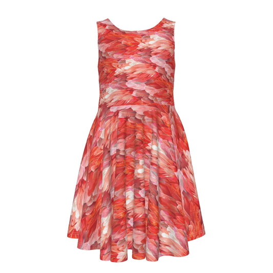 Animal Print - Flamingo - Kid's Sleeveless Skater Dress