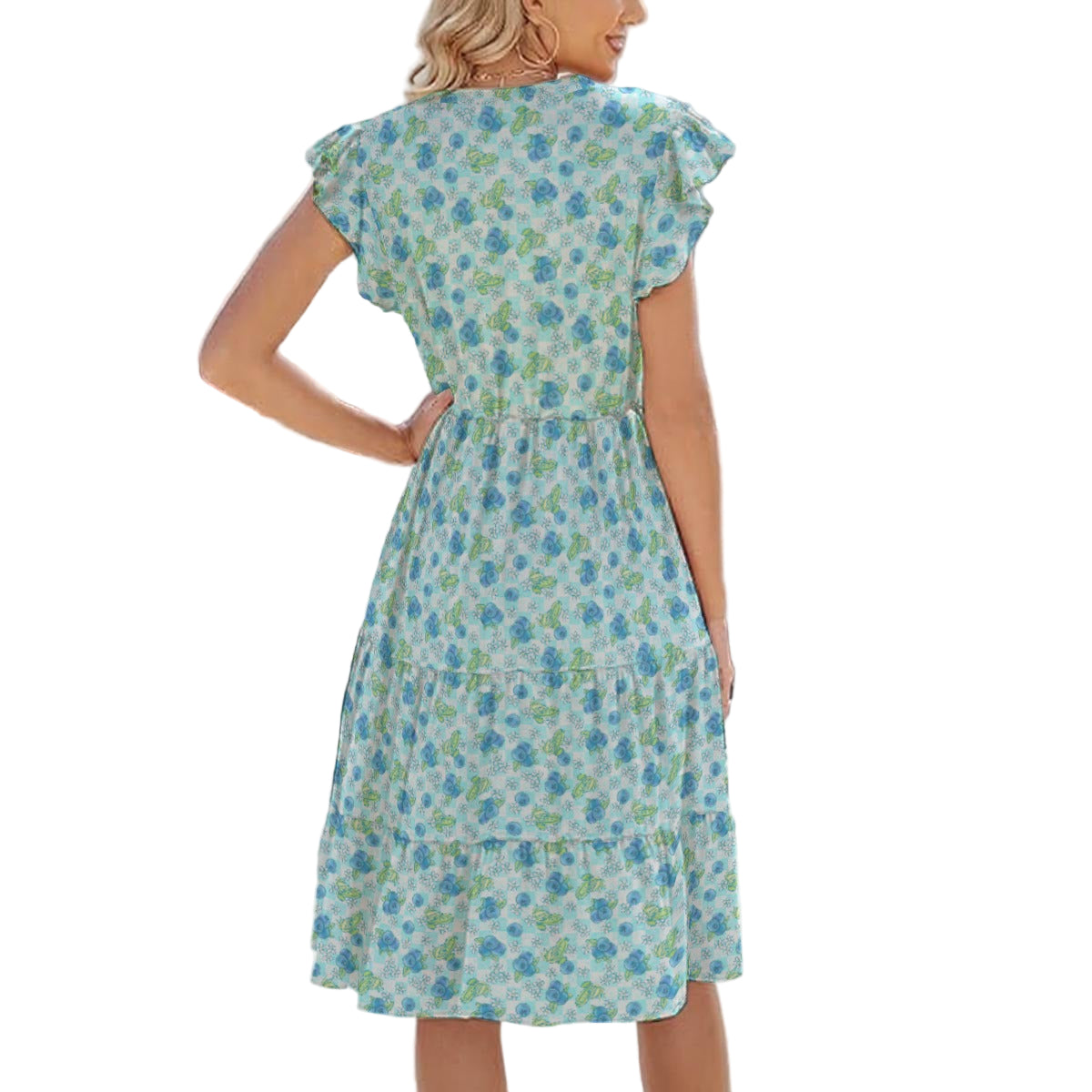 Summer Fruits - Blueberry - Women's Tiered Pocket Midi Dress