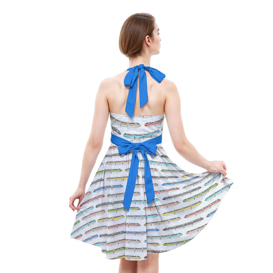 Monorail Rainbow Express - Women's Halter Vintage Pocket Dress