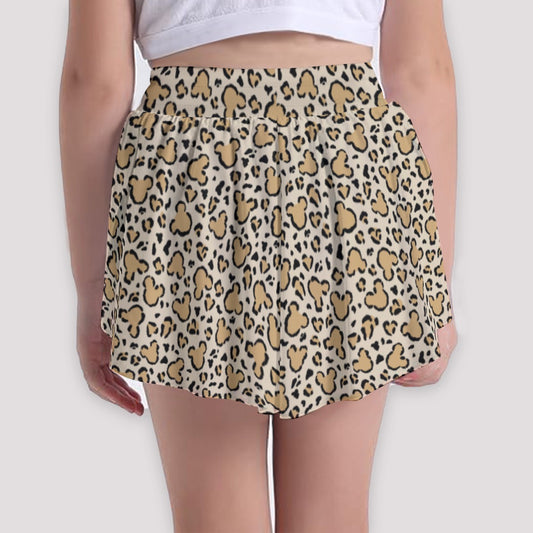 Mouse Ears Animal Print - Girls’ Flowy Pocket Shorts