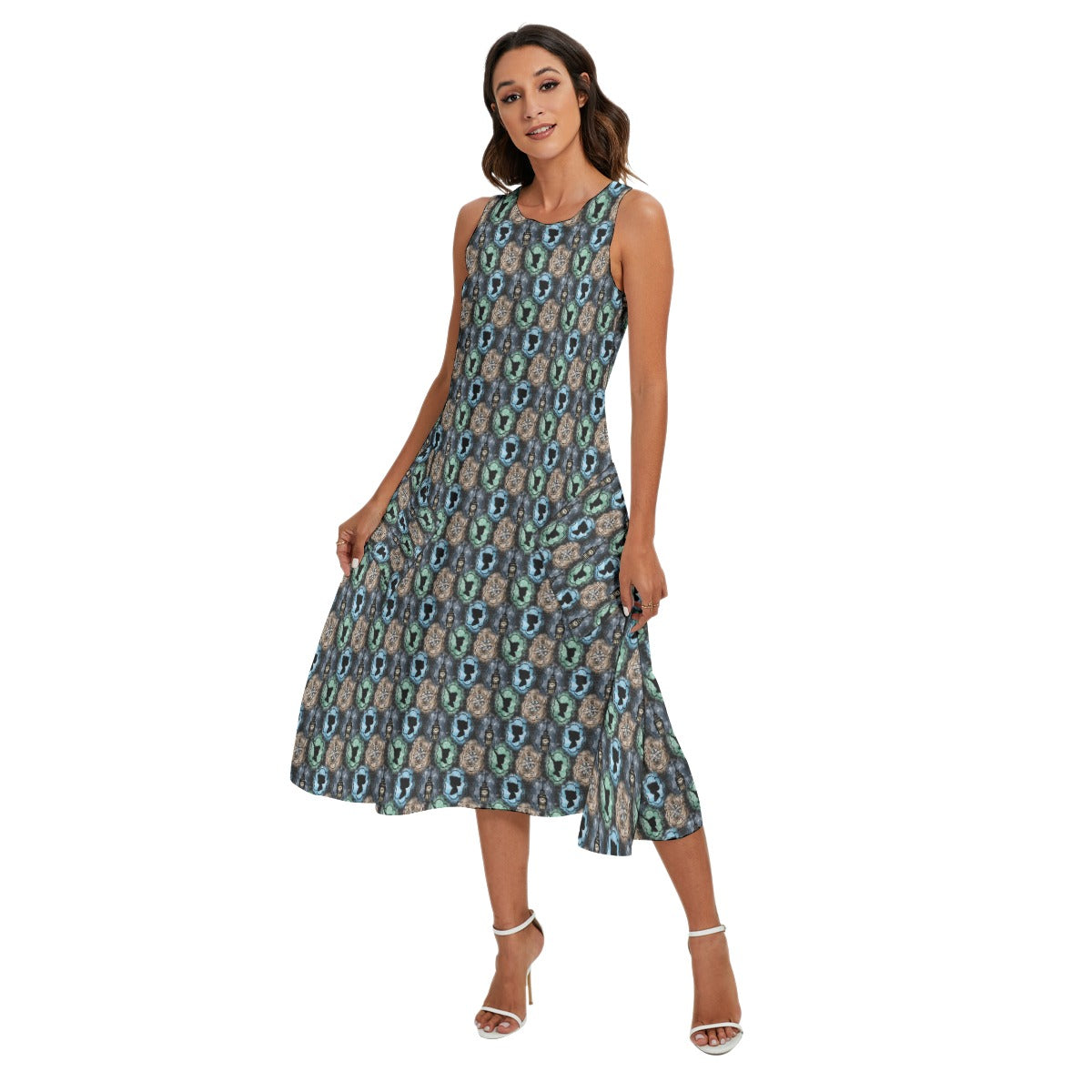 Starry Flight Silhouettes - Women’s Diagonal Pocket Midi Dress