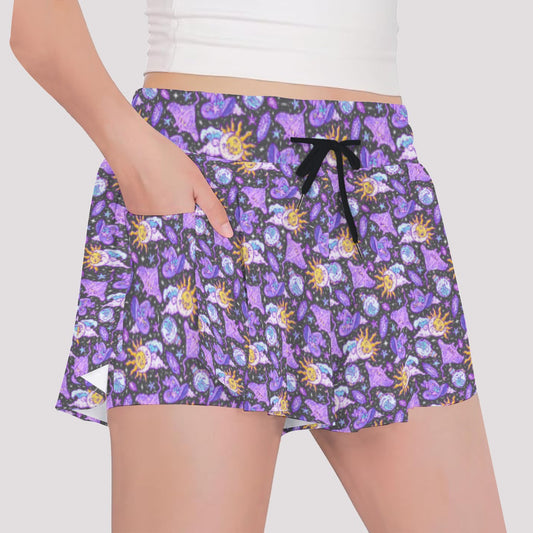 Mystical Manta Rays - Girls’ Flowy Pocket Shorts