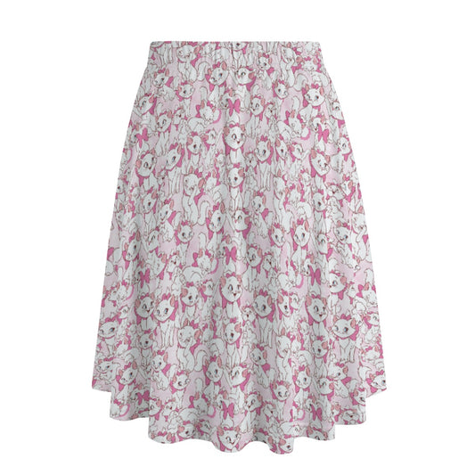 Sweet Kitten with Pink Bow - Women’s Pocket Midi Skirt