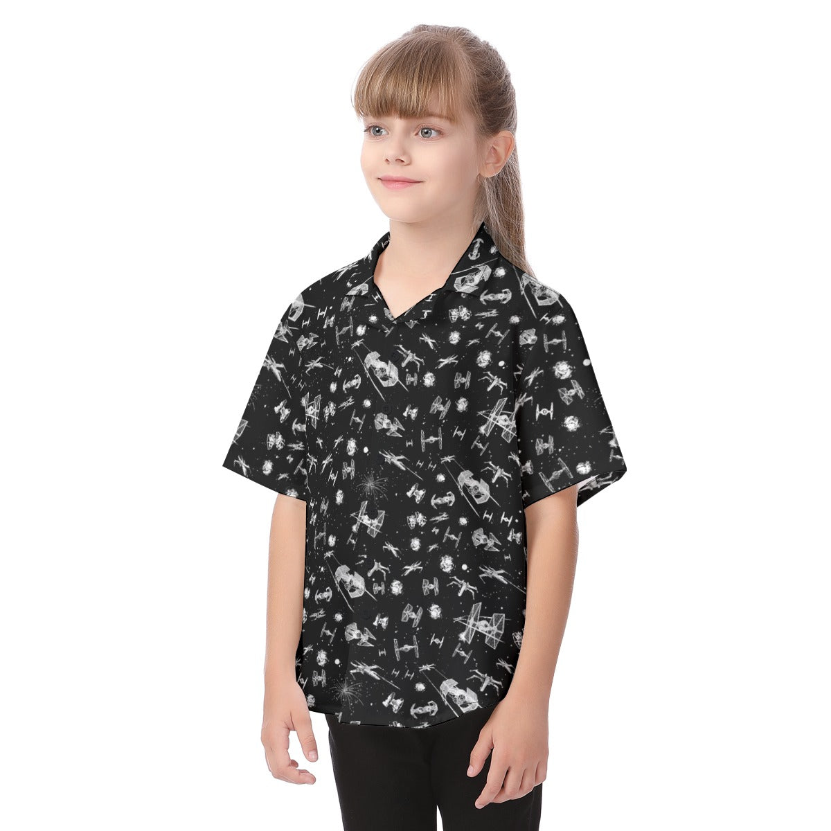 Epic Space Battle Ships - Kid's Hawaiian Button Up Shirt