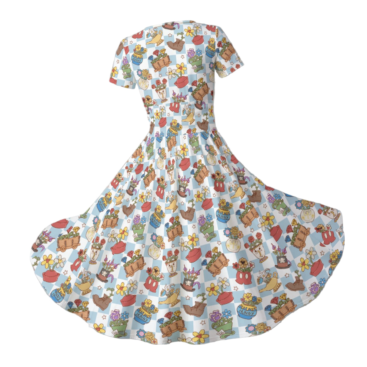 Flourishing Fairytale Pots - Women's V-Neck Ruched Midi Dress