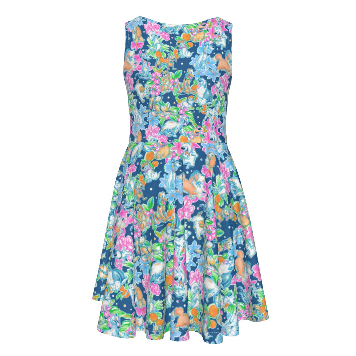 Tropical Paws & Petals - Beloved Dogs - Kid's Sleeveless Skater Dress