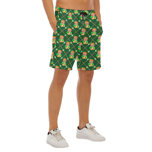 Geometric Citrus Delight - Men’s Pocket Beach Shorts